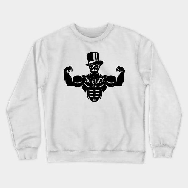 The Groom (Stag Night / Bachelor Party / Tattoo / Black) Crewneck Sweatshirt by MrFaulbaum